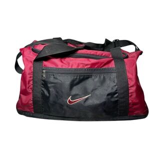 Nike Gym Duffel Bag Vintage 90s Y2K Red Black Travel Large‎ 21" Embroidered Logo